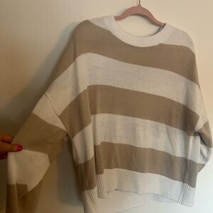 H&M oversized stripped nude sweater